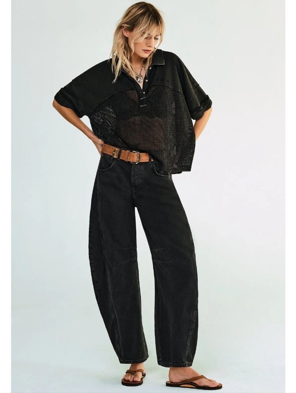 Free People We The Free Lucky You Mid Rise Barrel Soundwave - Picture 3 of 16